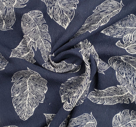 1D1057 Rayon Crinkle Fabric - Navy Ivory, 50/52" Width (1 Yard)