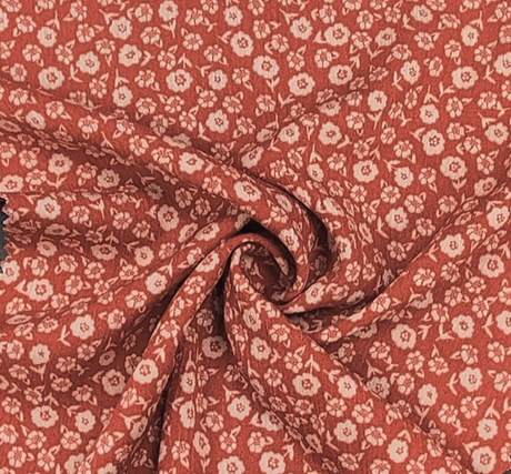 Rayon Crinkle 1D1129 Rayon Fabric - Red Oatmeal Crinkle, 50/52" Width (1 Yard)