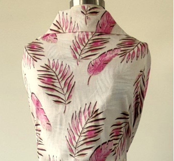 1D1243 Rayon Linen Fabric - Pink/Mustard, 53/54" Width