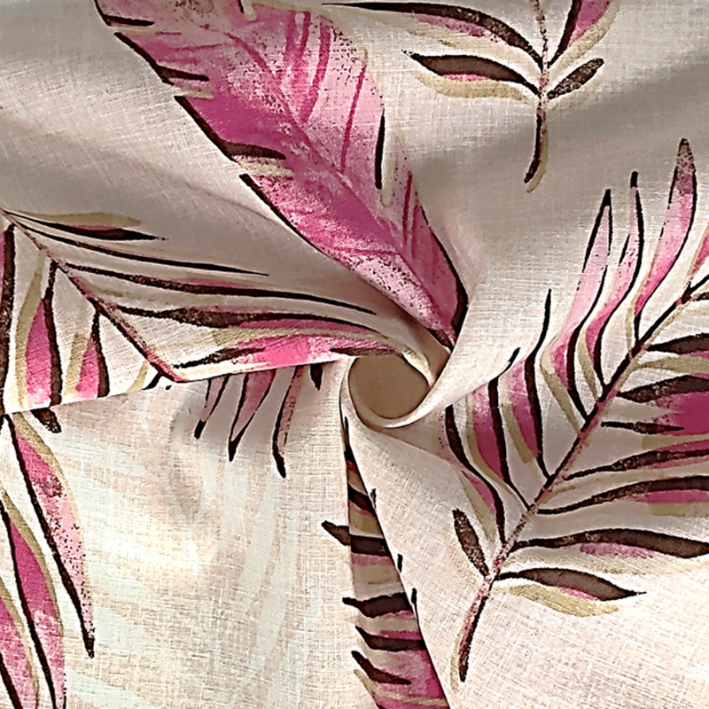 1 Yard Rayon Linen Blend Fabric Pink Mustard Mix 53/54" Width Apparel Use