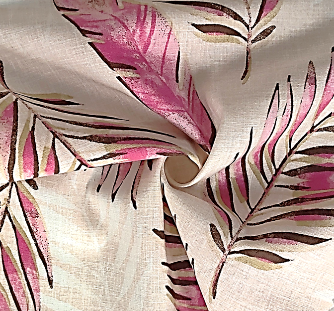 1D1243 Rayon Linen Fabric - Pink/Mustard, 53/54" Width