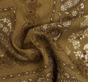 1 yarda de tela arrugada de rayón mostaza dorado, material aireado y texturizado para vestidos fluidos, blusas elegantes y faldas chic, ancho 50/52"
