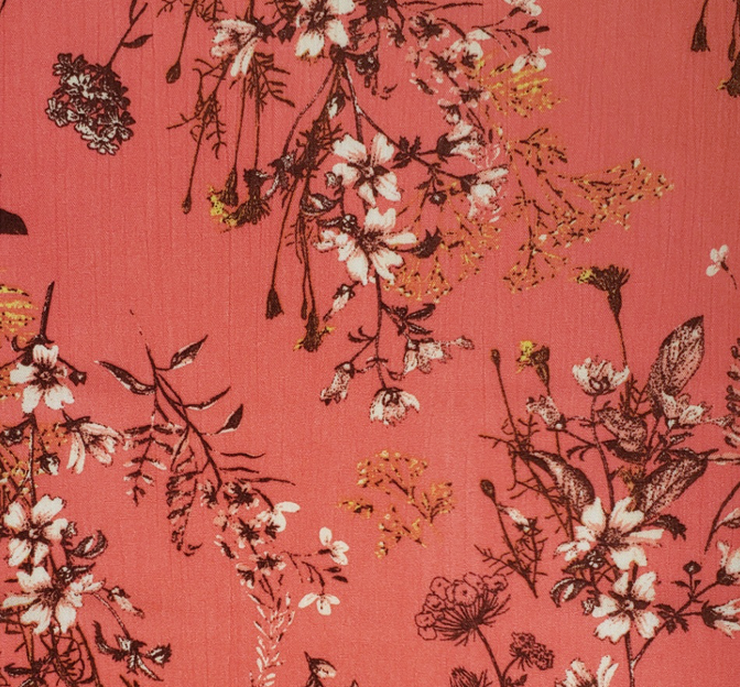 Rayon Crinkle 100 Percent Rayon Fabric - Coral, Crinkled Texture, 50/52" Width