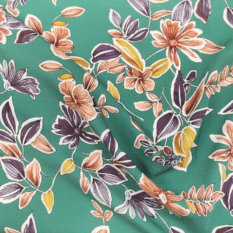 1 Yard Dark Ivy Rayon Slub Fabric for Apparel Dresses Shirts Skirts Sewing Projects Width 55/56"