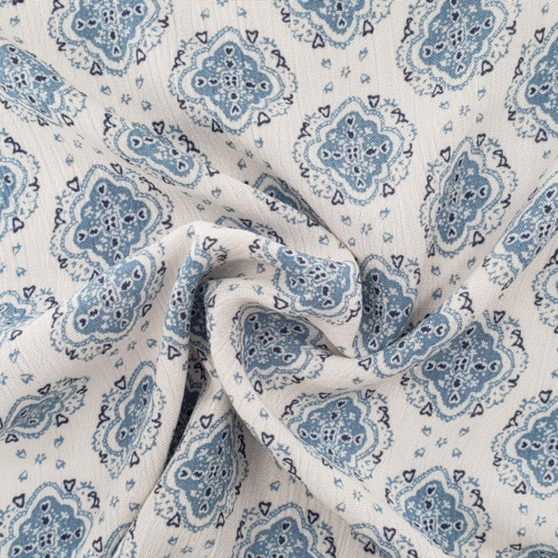 1 Yard Rayon Crinkle Crepon Apparel Fabric, Denim Blue, 50/52" Wide, Lightweight & Drapable