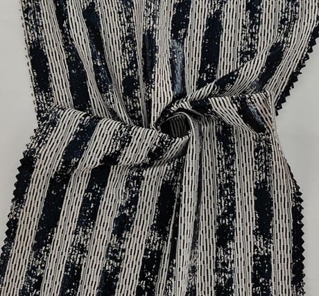 Poly Jacquard Spandex Fabric - Black/Ivory Foil Jacquard, 58/60" Width