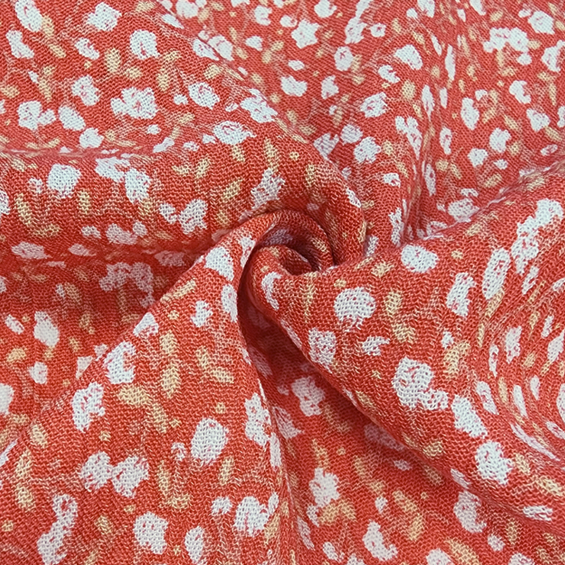 1 Yard Rayon Crinkle Crepon Fabric Coral 50/52" Lightweight Textured Apparel