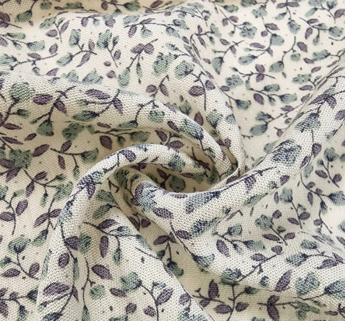 Rayon Crinkle 1D423 Rayon Fabric - Ivory/Desert Sage, Crinkle Texture, 50/52" Width