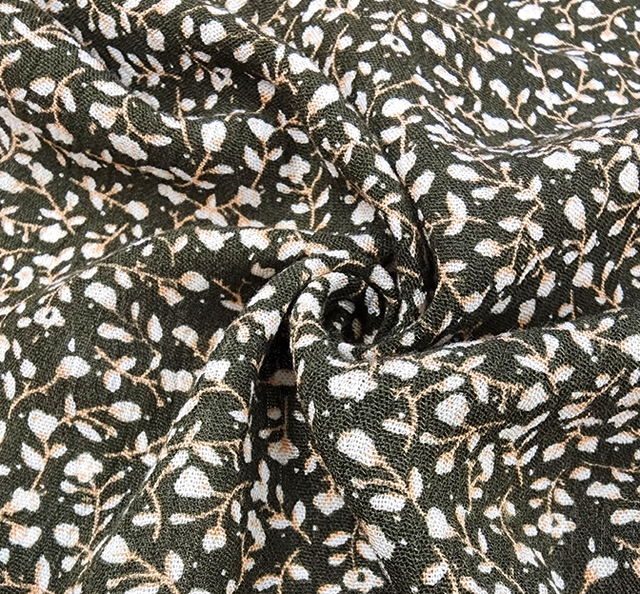 Rayon Crinkle 1D423 Rayon Fabric - Olive/Ivory Crinkle, 50/52" Width
