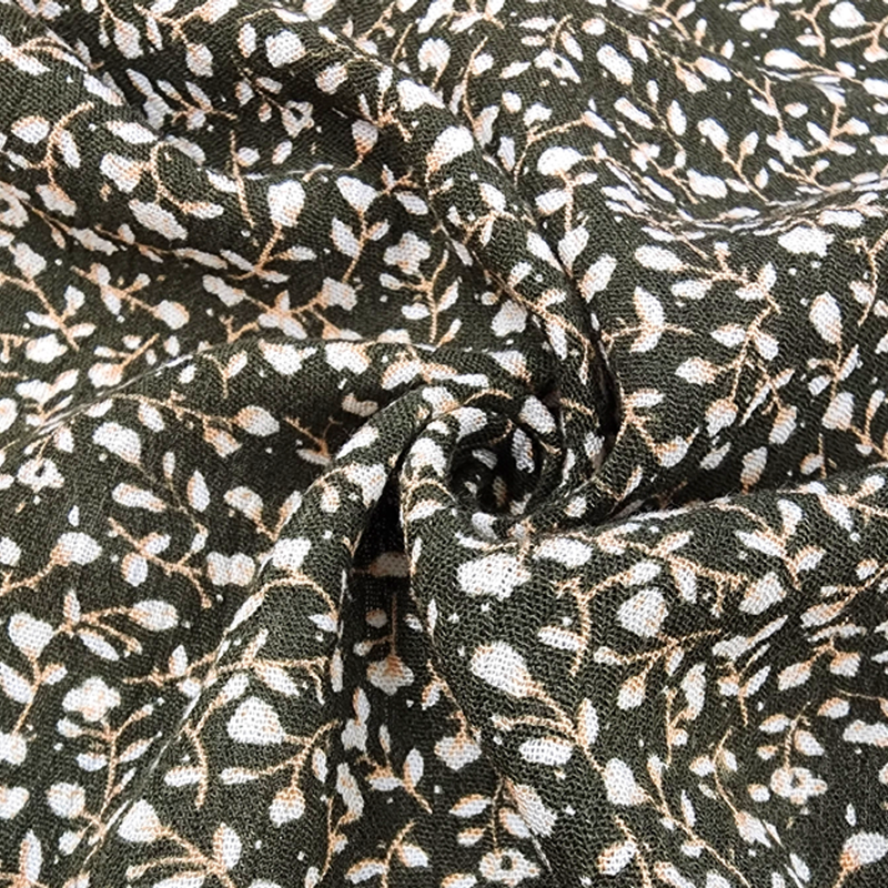 1 Yard Olive Ivory Rayon Crepon Fabric Lightweight Woven Textured Pleated Apparel Width 50/52"
