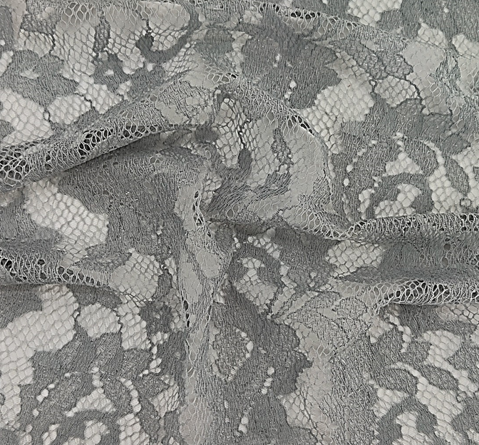 Lace 1D426 Grey Nylon Fabric - Grey Solid Lace, 58/60" Width