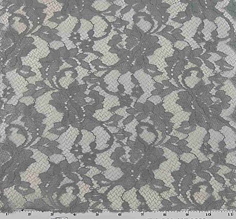 Lace 1D426 Grey Nylon Fabric - Grey Solid Lace, 58/60" Width