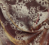 Mesh W/Foil 1D435 Polyester Fabric - Red Gold, 56/58" Width (1 Yard)