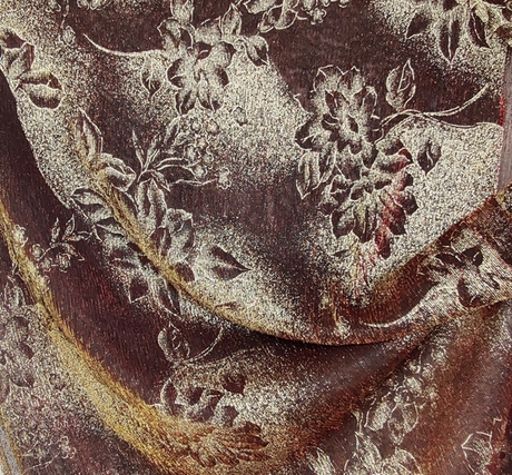 Mesh W/Foil 1D435 Polyester Fabric - Red Gold, 56/58" Width (1 Yard)