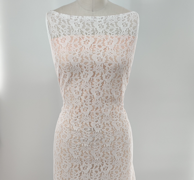 Lace 1D606 Nylon Spandex Fabric - Off White, 58/60" Width