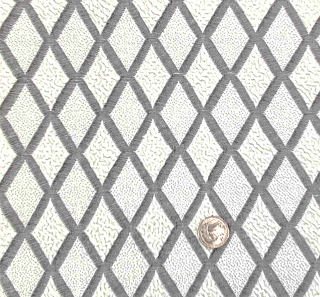 1 yard Gray & Ivory Diamond Jacquard Knit Fabric 58/60" Wide Stretch Apparel Fabric with Acrylic Blend