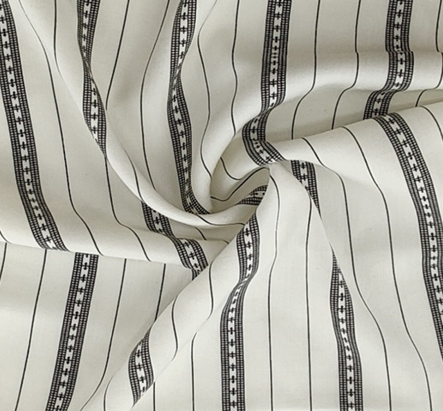 Rayon Poplin 1D637 100 Percent Rayon Fabric - Ivory/Black, 54/55" Width