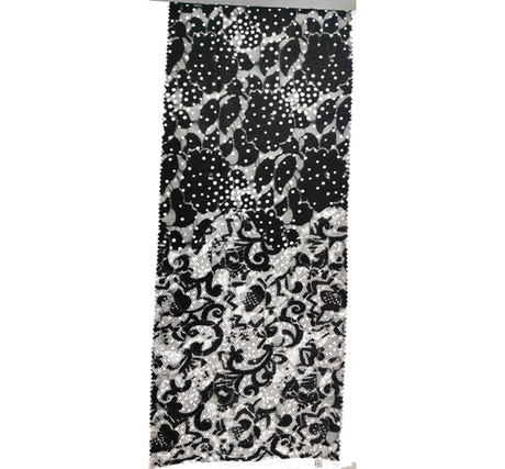 1 yarda de tela de encaje con doble borde negro y blanco, ancho 56/58", textil elegante para ropa