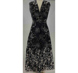 Lace Double Border 1D716 Polyester Spandex Fabric - Black/White Dotted Floral Lace, 56/58" Width