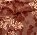 1 Yard Brown Jacquard Chiffon Lightweight Sheer Fabric with Textured Woven Pattern, 57/58" Wide