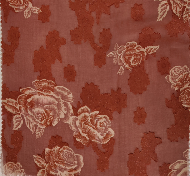Brown Jacquard Chiffon Fabric 57/58" Wide Elegant Polyester 1 Yard Apparel Fabric