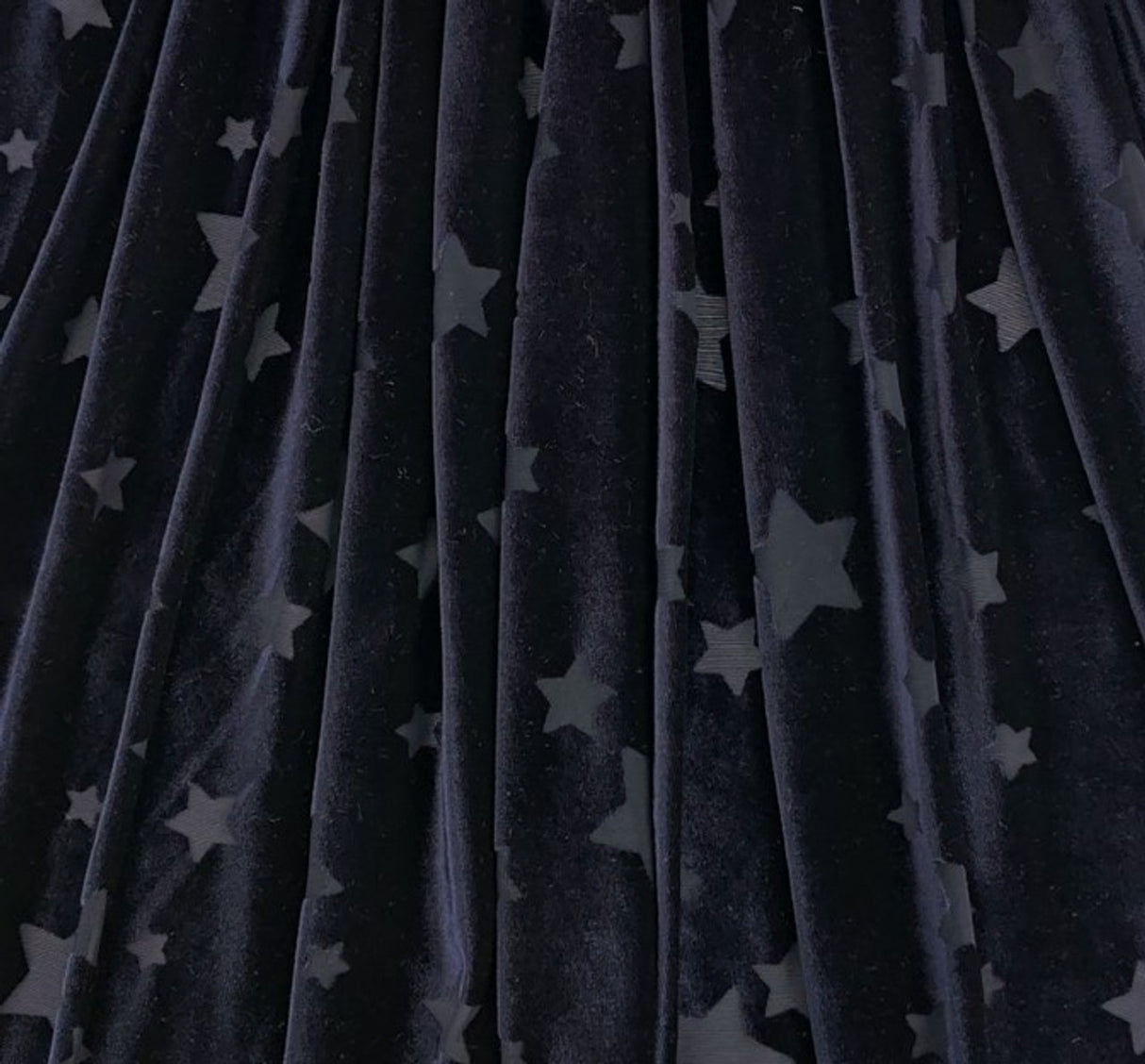 1 Yard Burnout Velvet Stars Fabric Navy 58/60" Wide, Soft Apparel Material 60% Polyester, 30% Nylon