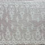 1 Yard Bridal Lace Fabric Embroidered on 100% Polyester Net Mesh