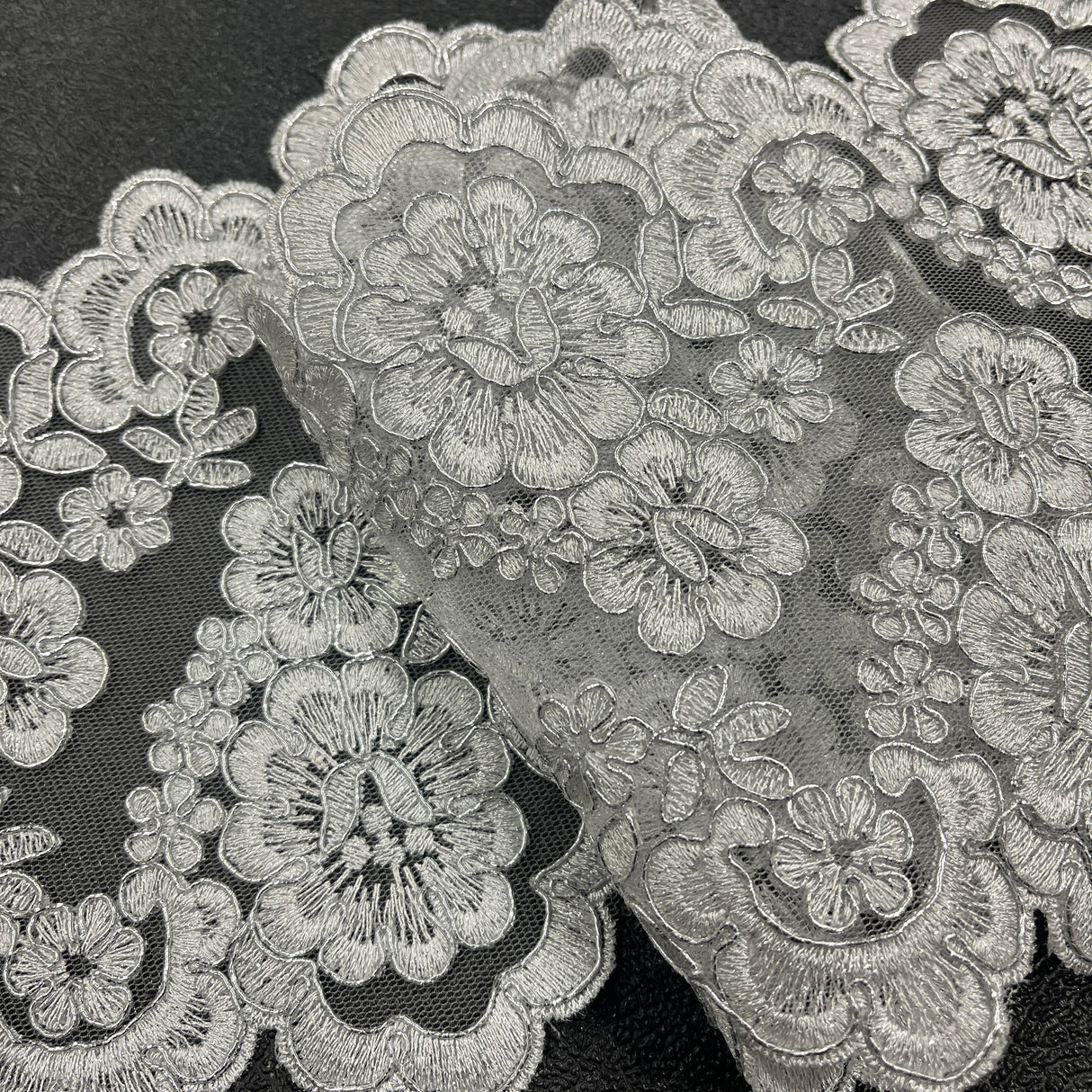 Embroidered Mesh Corded Lace Trim