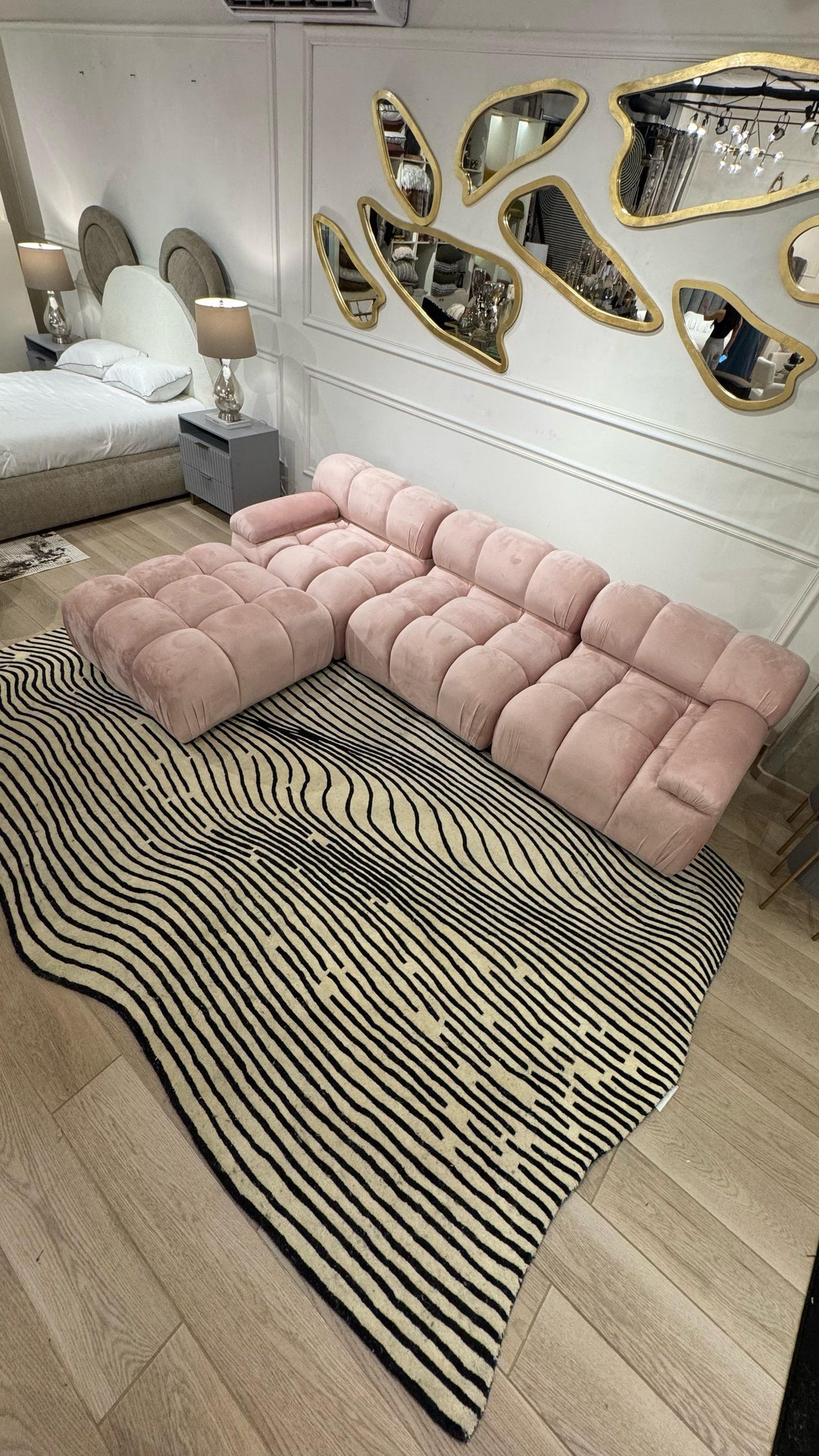 Beluga Tufted Design 55 Wool Fabric - Ivory Black Tufted Pattern, 8' X 11', 9' X 12', 10' X 13' (1 Piece)