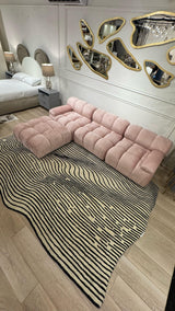 Beluga Tufted Design 55 Wool Fabric - Ivory Black Tufted Pattern, 8' X 11', 9' X 12', 10' X 13' (1 Piece)