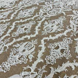 Beaded Corded Bridal Lace Fabric Dark Ivory 54" Wide