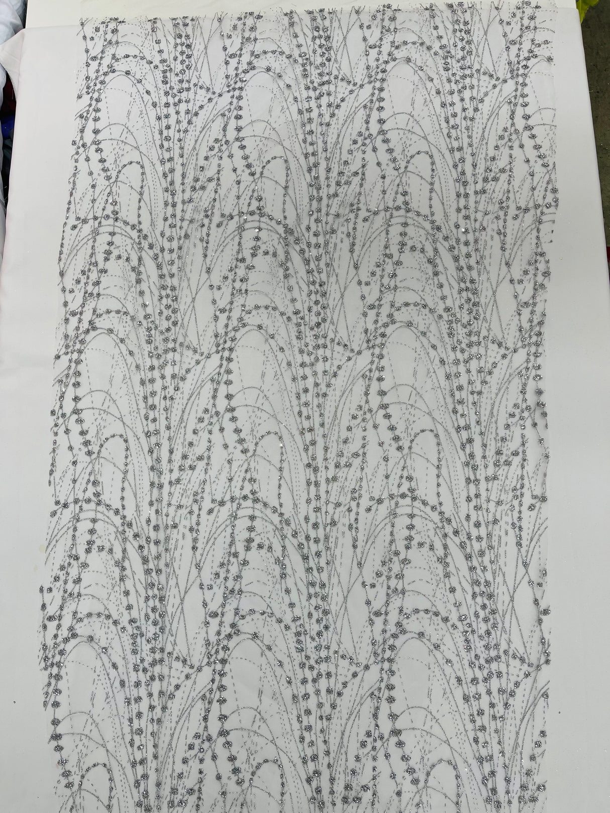 Galaxy Glitter Design Mesh Lace Polyester Fabric - Glitter Galaxy Pattern, 52-54" Width (1 Yard)