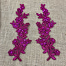 1 Pair Beaded & Corded Floral Lace Applique 10" x 2" Each Side