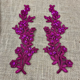 Beaded Corded Floral Lace Applique 100% Polyester Net Mesh