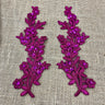 Beaded Corded Floral Lace Applique 100% Polyester Net Mesh