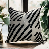 VIVA019 Velvet Pillow Fabric - White Black Geometric Design, 20" X 20" (1 Pillow)