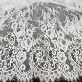 Embroidered Lace Fabric with Eyelash Scallop
