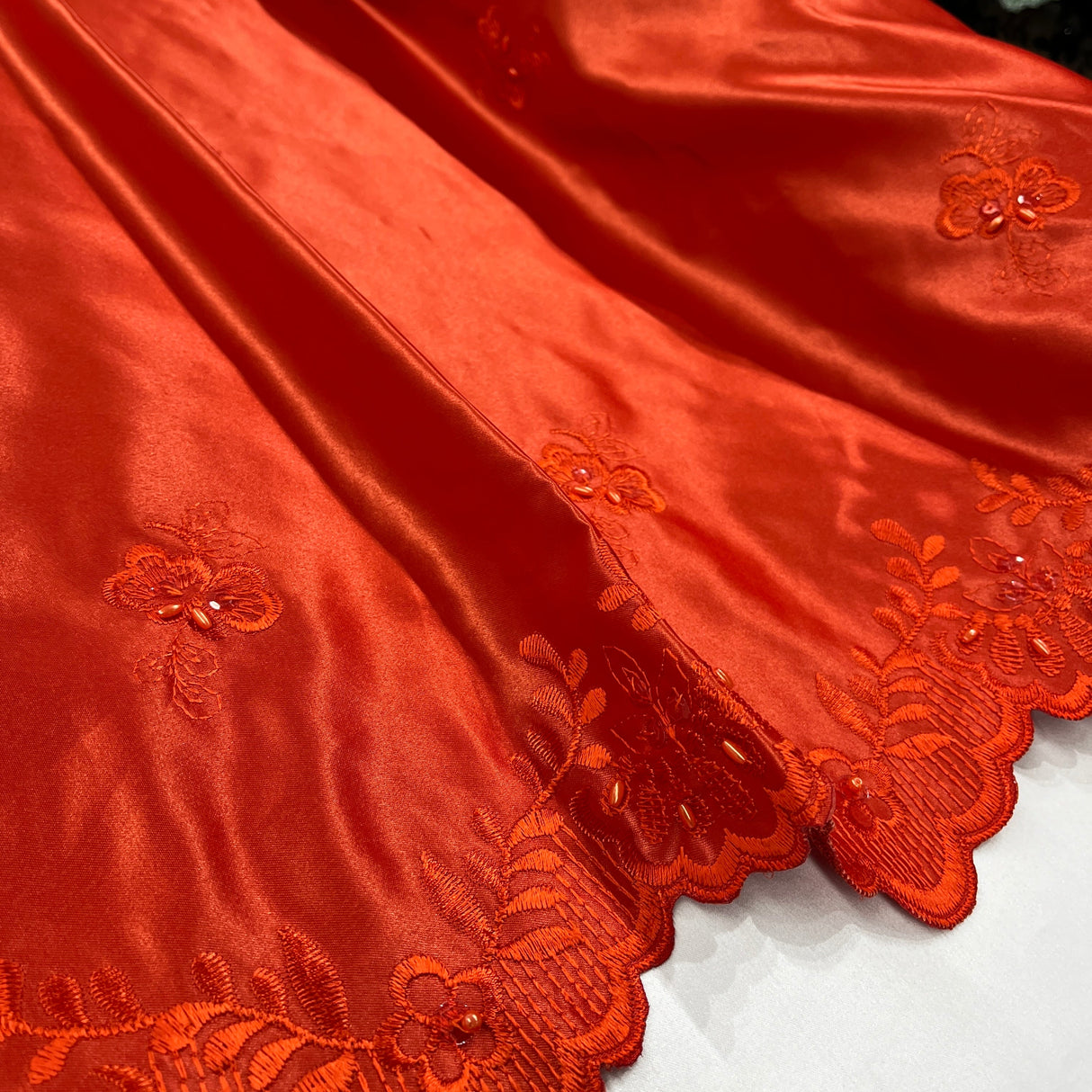 Beaded Bridal Lace Fabric on Satin