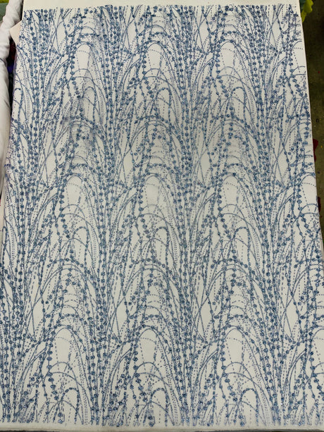 Galaxy Glitter Design Mesh Lace Polyester Fabric - Glitter Galaxy Pattern, 52-54" Width (1 Yard)