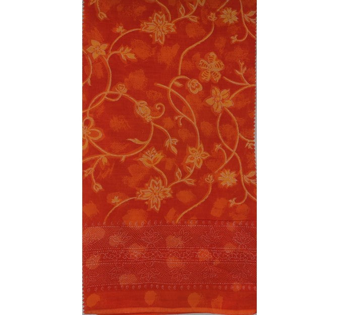 Cotton Voile 1H017 Double Border Orange/Yellow Cotton Voile Fabric - Orange/Yellow Double Border, 44/45" Width (1 Yard)