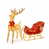 Lighted Reindeer Sleigh Christmas Yard Decoration