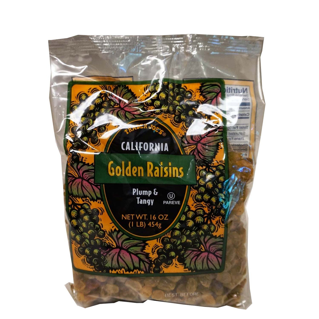 Trader Joe's California Golden Raisins, Plump & Tangy /160z., 454g.