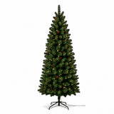 7.5FT Pre Lit Pencil Christmas Tree with Pinecones LED