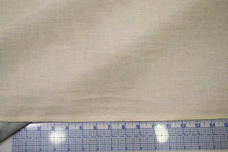 Upholstery Weight Poly Linen Fabric - Ivory, Taupe, Non Woven Backing, 60" Width (1 Yard)