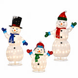 Lighted Snowman Set Christmas Yard Decor Warm White LED