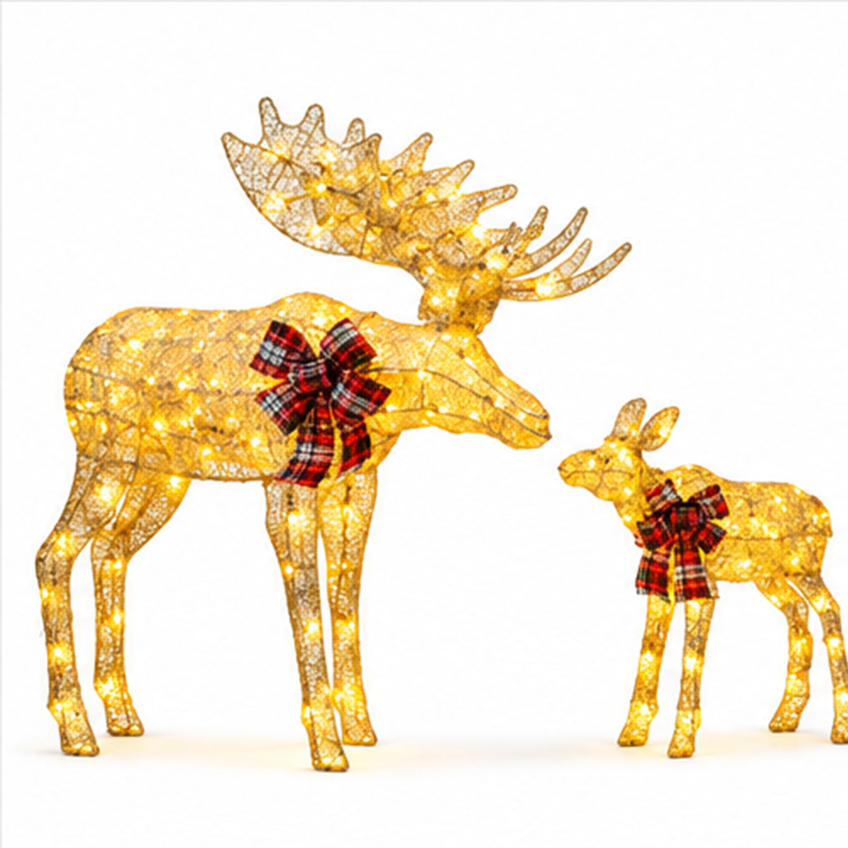Lighted Moose Christmas Decor Set Warm White LED Lights