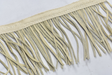 Faux Leather Fringe Trim Beige 3 Inch
