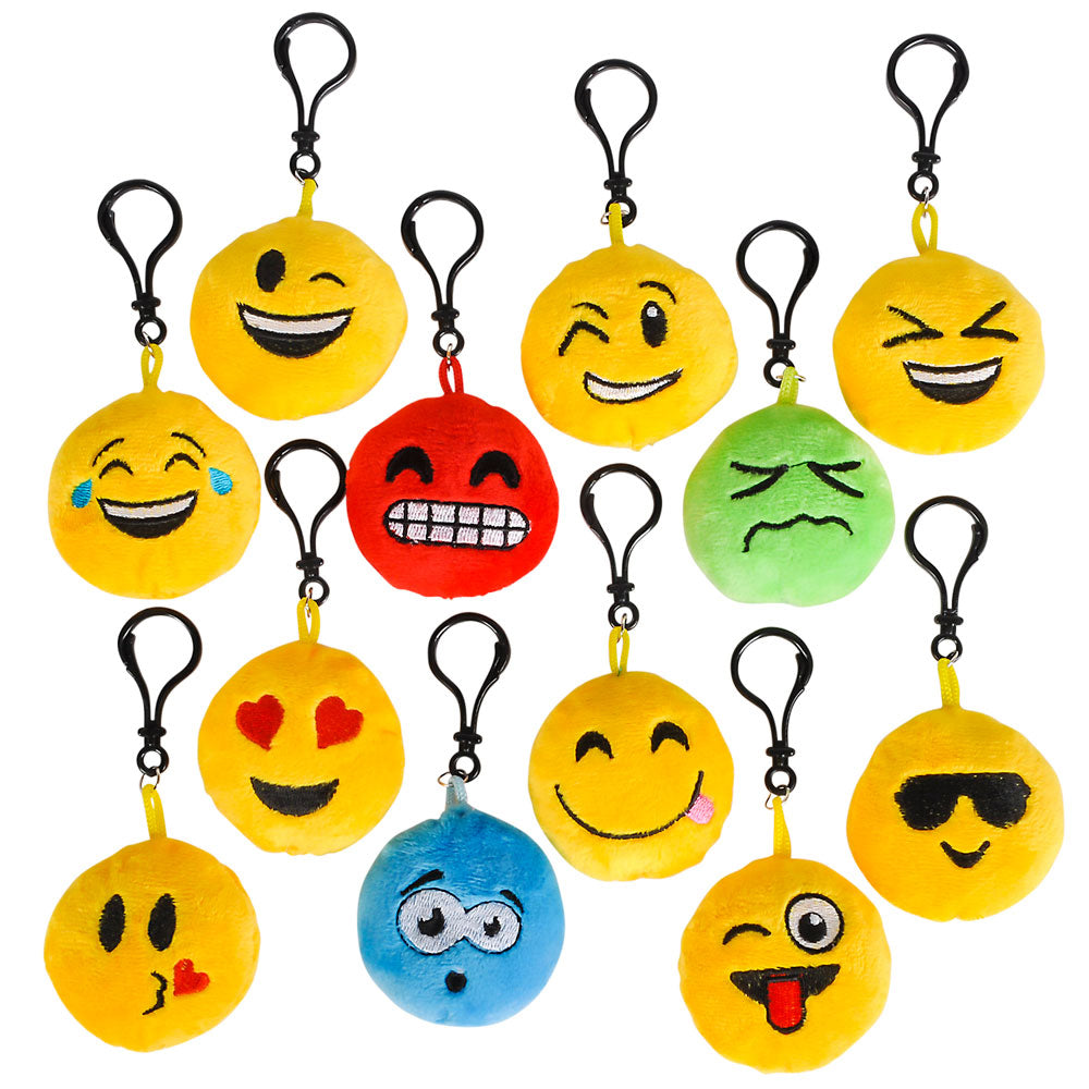 Plush Emoticon Backpack Clip (24 Pack)