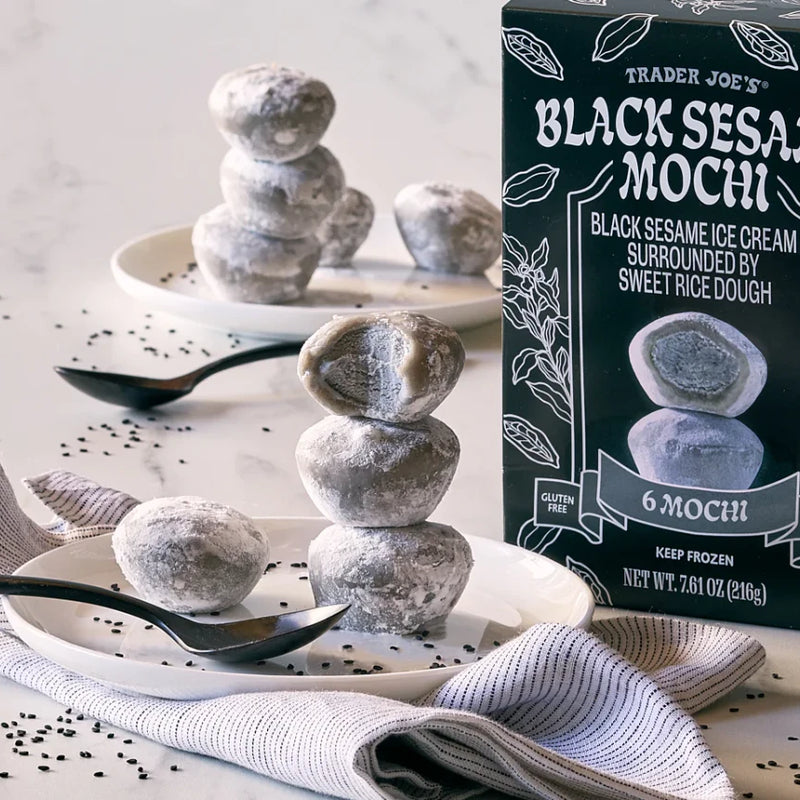 Black Sesame Mochi Ice Cream Sweet Rice Dough Dessert 7.61 Oz