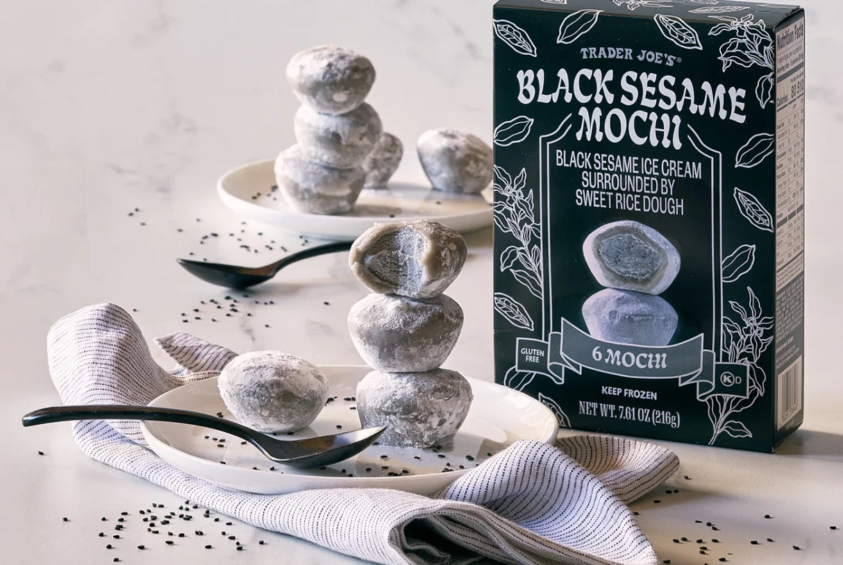 Black Sesame Mochi Ice Cream Sweet Rice Dough Dessert 7.61 Oz